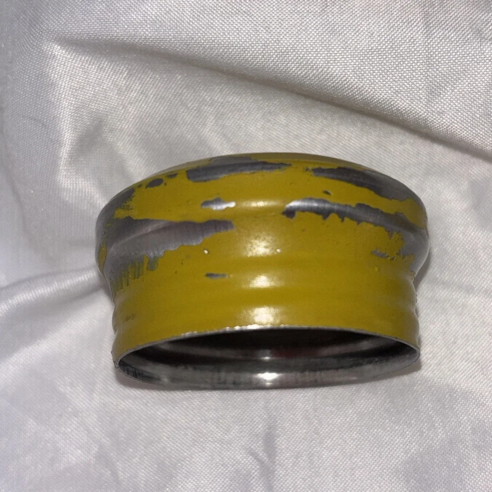 Vintage Amber Glass Salt‎ Pepper Shakers Takahashi Japan Yellow Metal Screw Lids